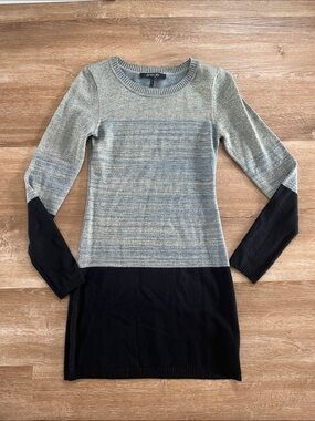 Energie Metallic Gold, Gray, and Black Knit Sweater Dress